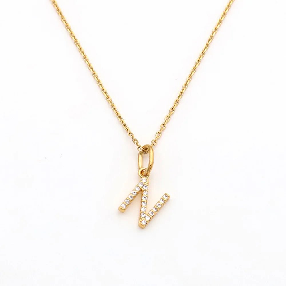 Pave Letter Pendant with Necklace - iceandgold