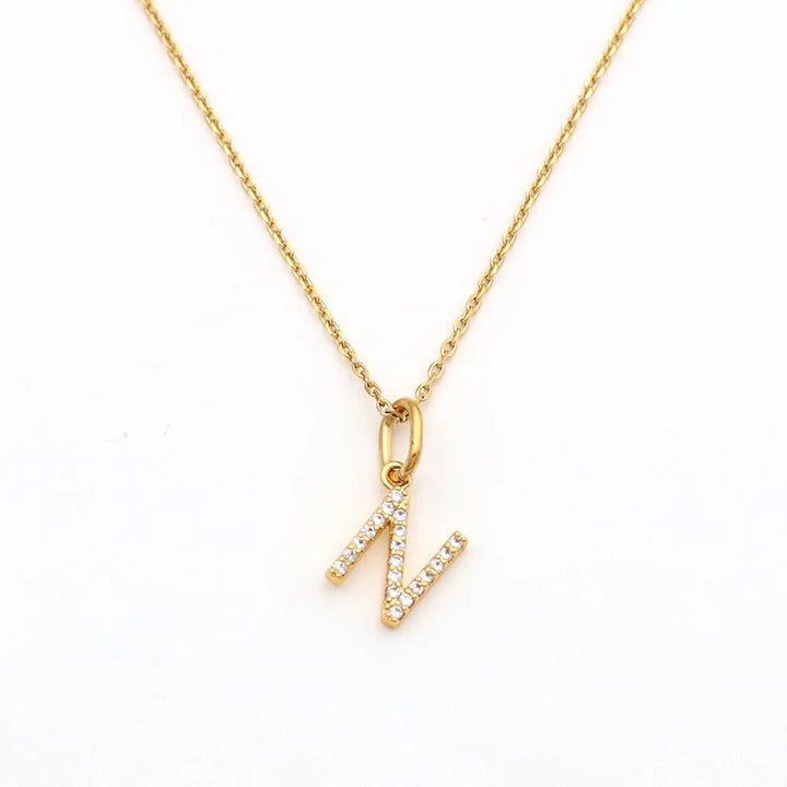 Pave Letter Pendant with Necklace - iceandgold
