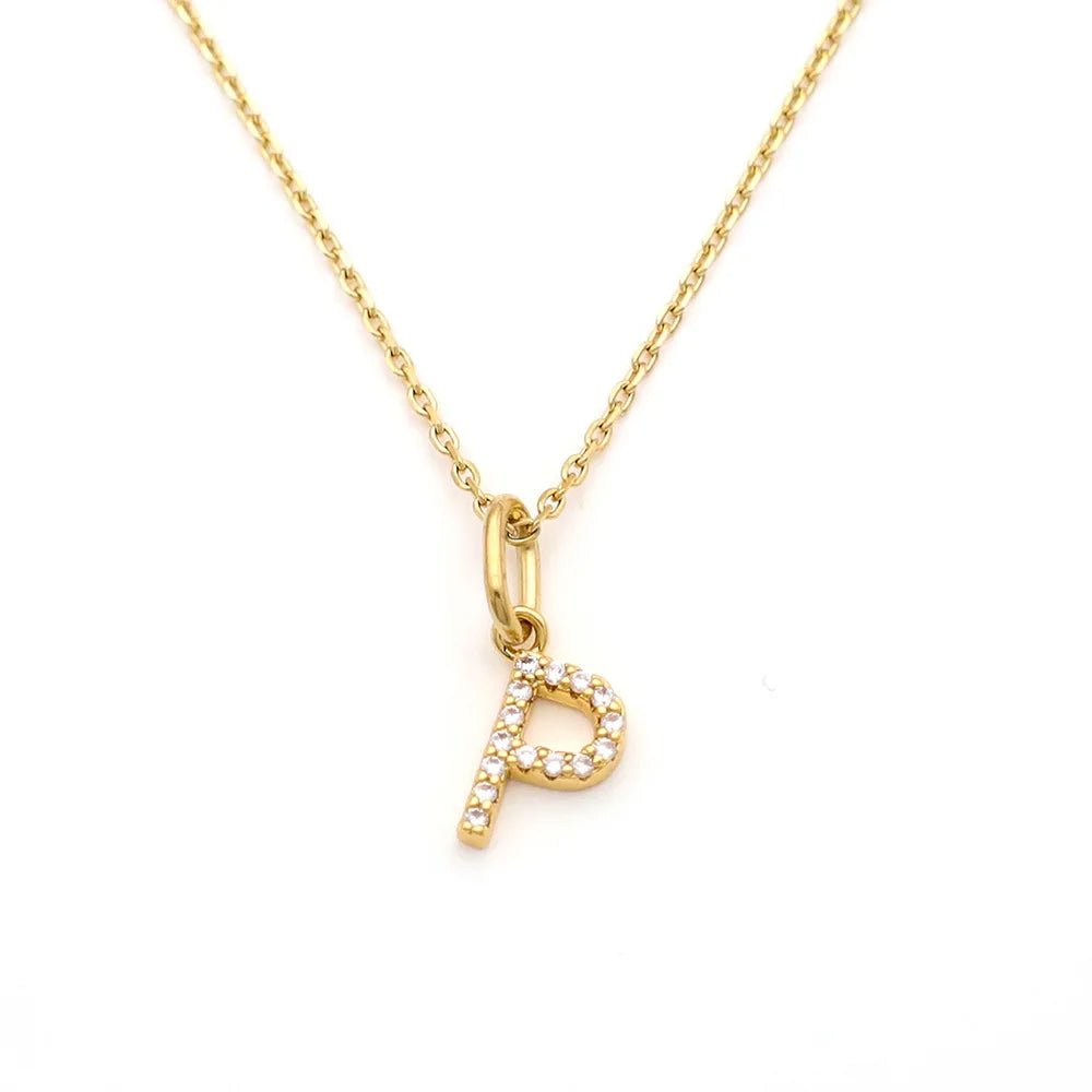 Pave Letter Pendant with Necklace - iceandgold
