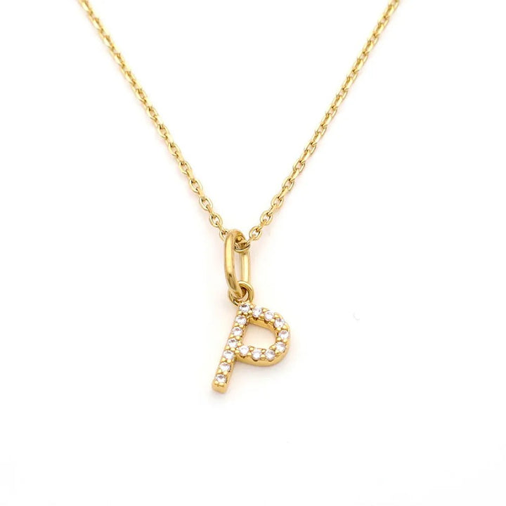 Pave Letter Pendant with Necklace - iceandgold