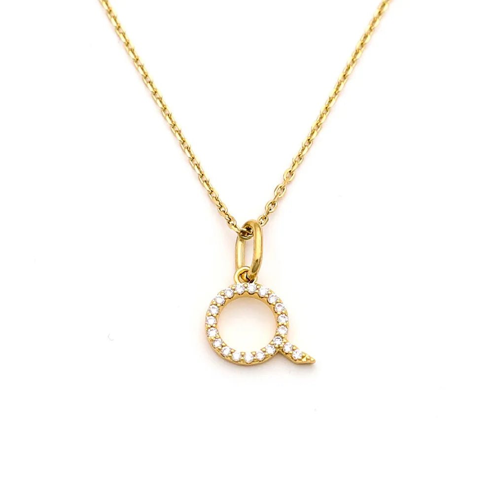 Pave Letter Pendant with Necklace - iceandgold