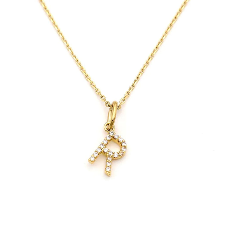 Pave Letter Pendant with Necklace - iceandgold