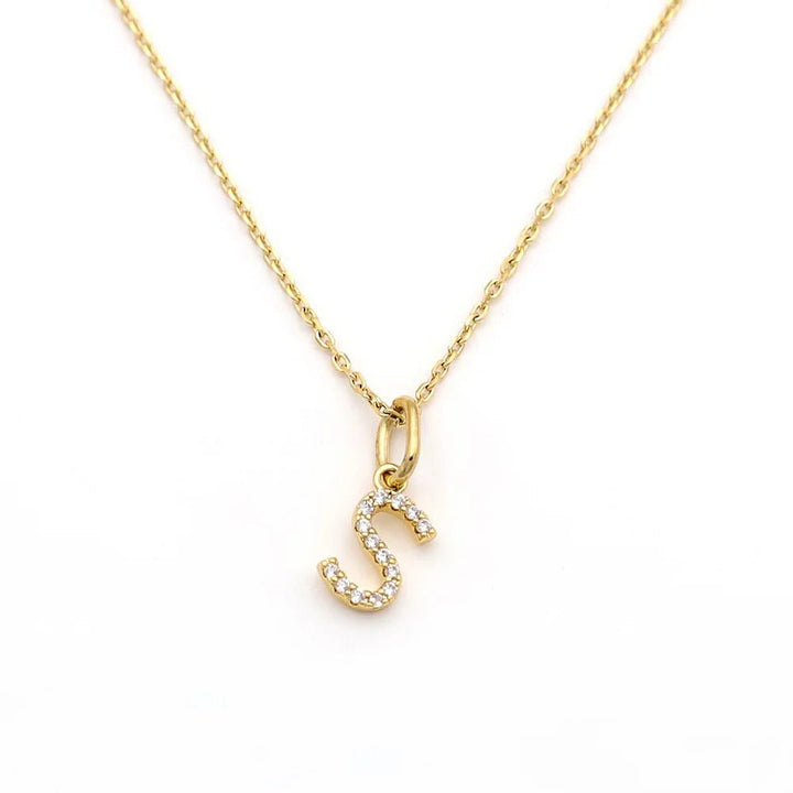 Pave Letter Pendant with Necklace - iceandgold