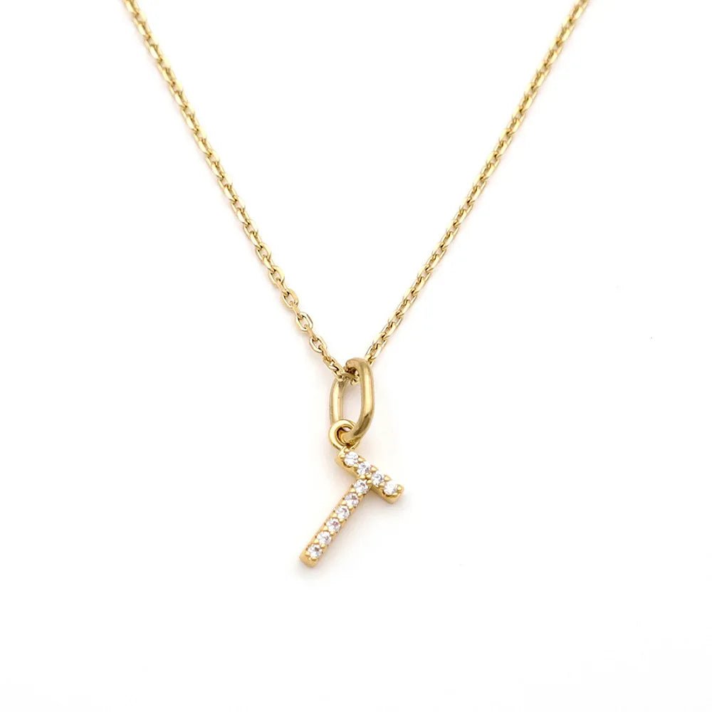Pave Letter Pendant with Necklace - iceandgold