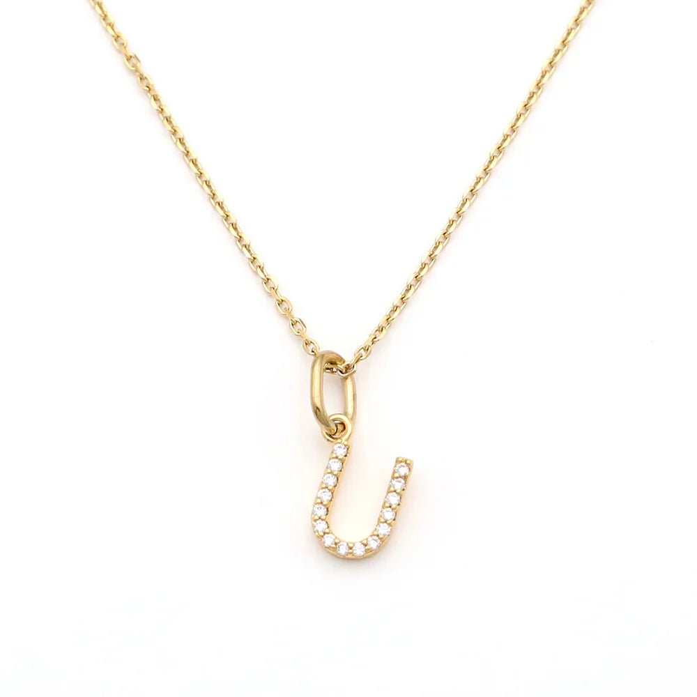 Pave Letter Pendant with Necklace - iceandgold