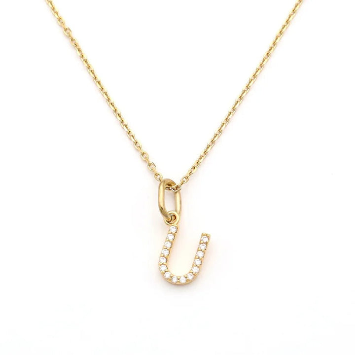 Pave Letter Pendant with Necklace - iceandgold