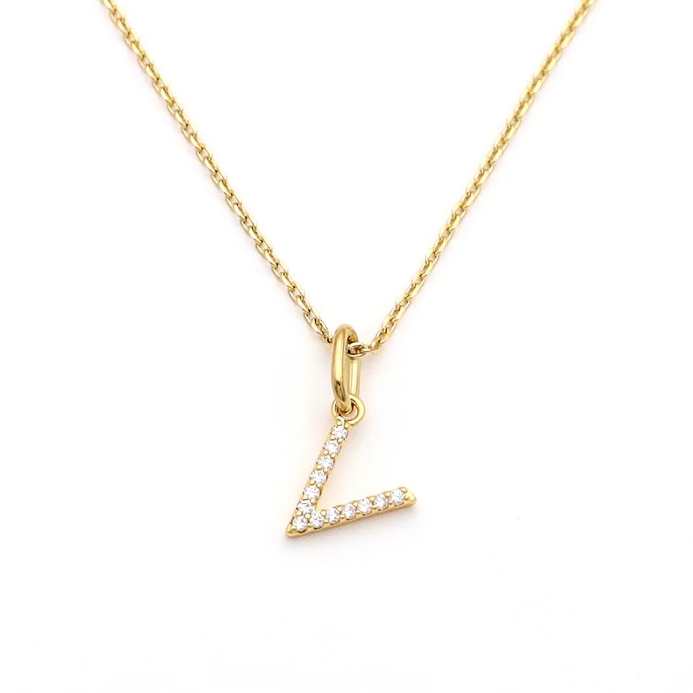 Pave Letter Pendant with Necklace - iceandgold