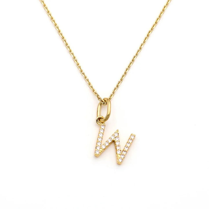 Pave Letter Pendant with Necklace - iceandgold