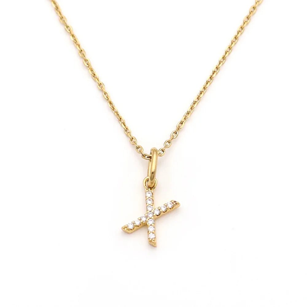 Pave Letter Pendant with Necklace - iceandgold