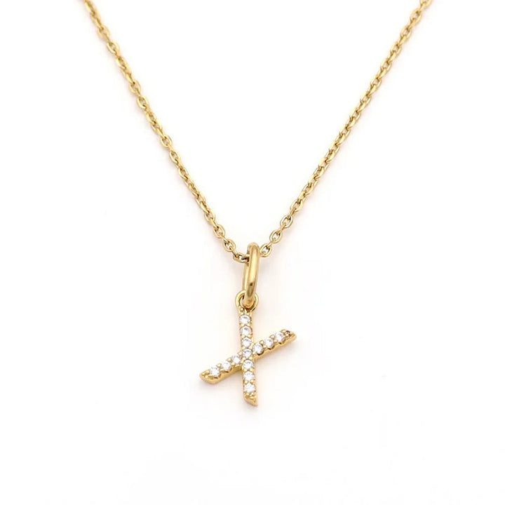 Pave Letter Pendant with Necklace - iceandgold