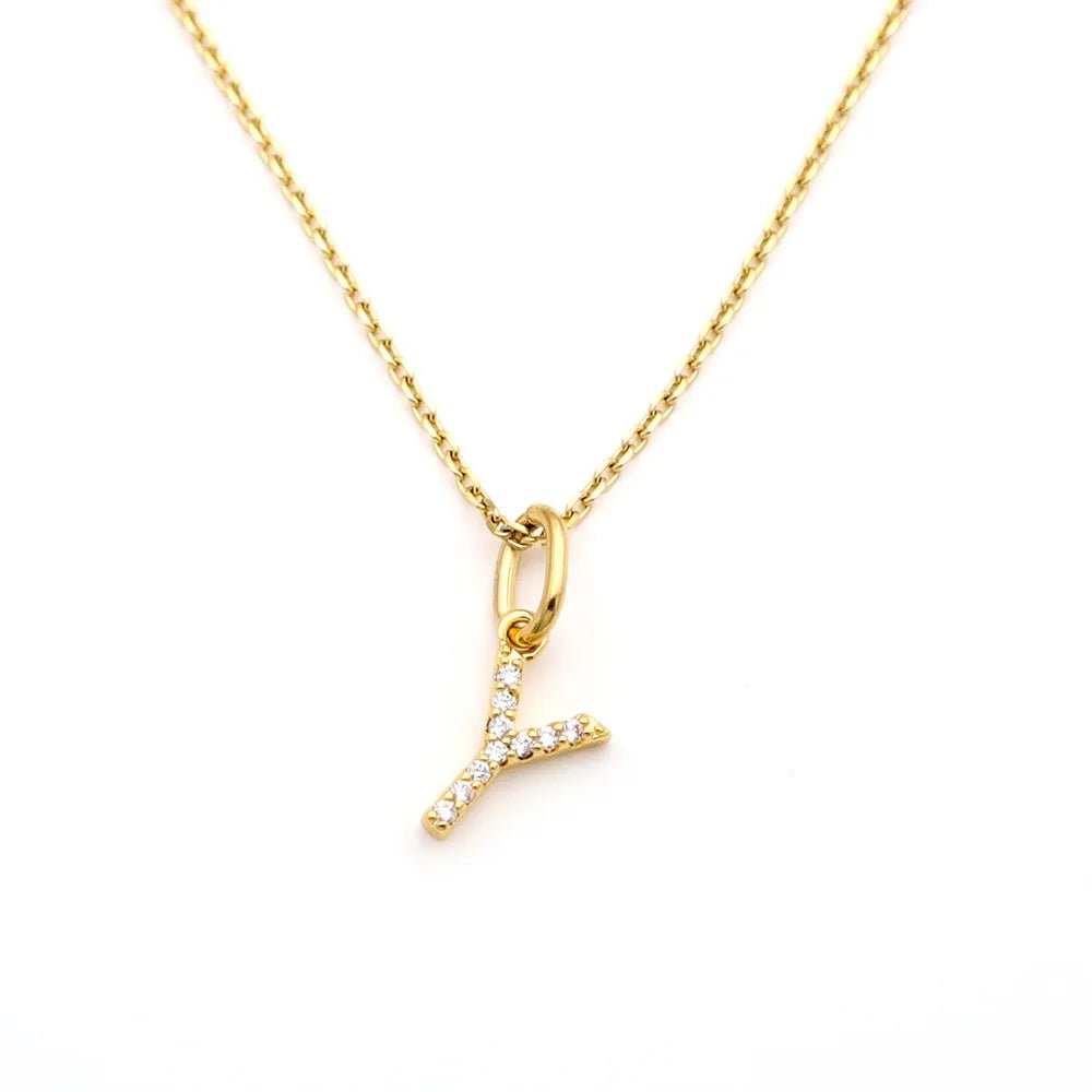 Pave Letter Pendant with Necklace - iceandgold