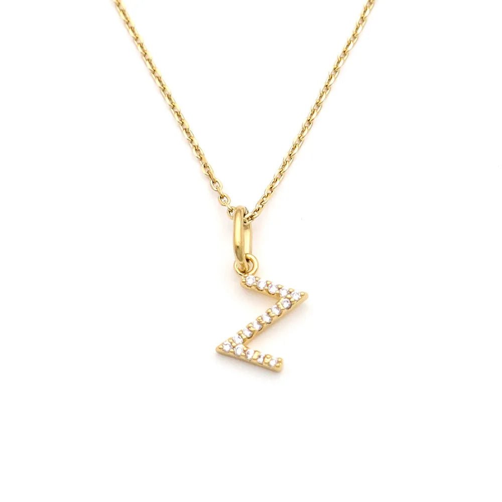 Pave Letter Pendant with Necklace - iceandgold