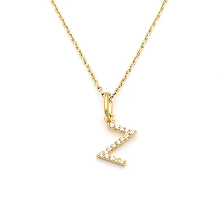 Pave Letter Pendant with Necklace - iceandgold