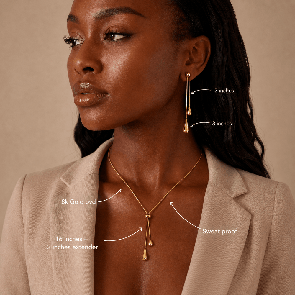 Water Drop Earring and Necklace Set - iceandgold