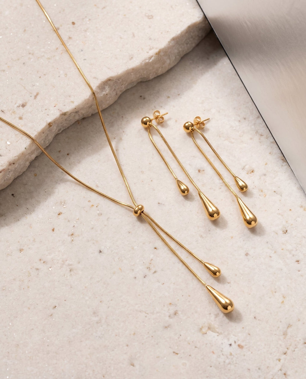Water Drop Earring and Necklace Set - iceandgold