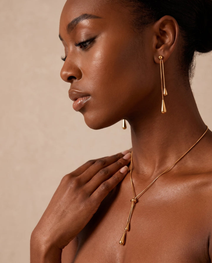 Water Drop Earring and Necklace Set - iceandgold