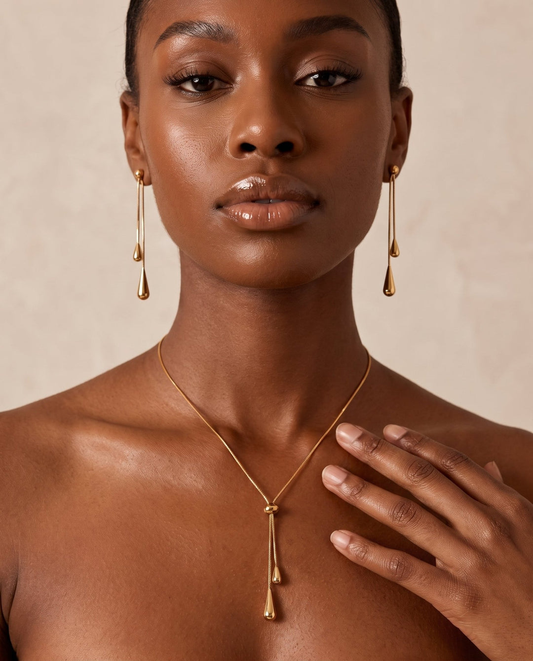 Water Drop Earring and Necklace Set - iceandgold
