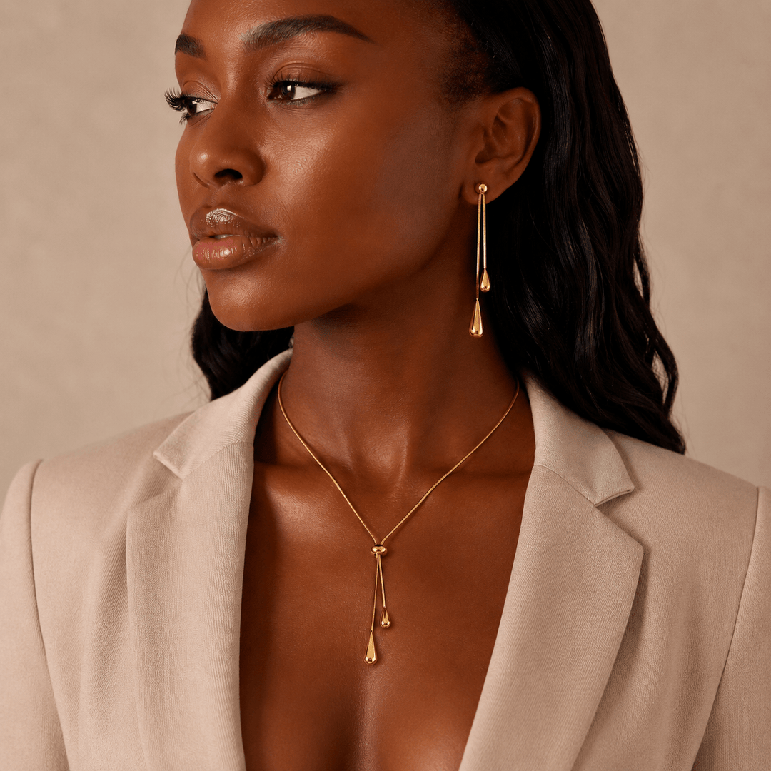 Water Drop Earring and Necklace Set - iceandgold