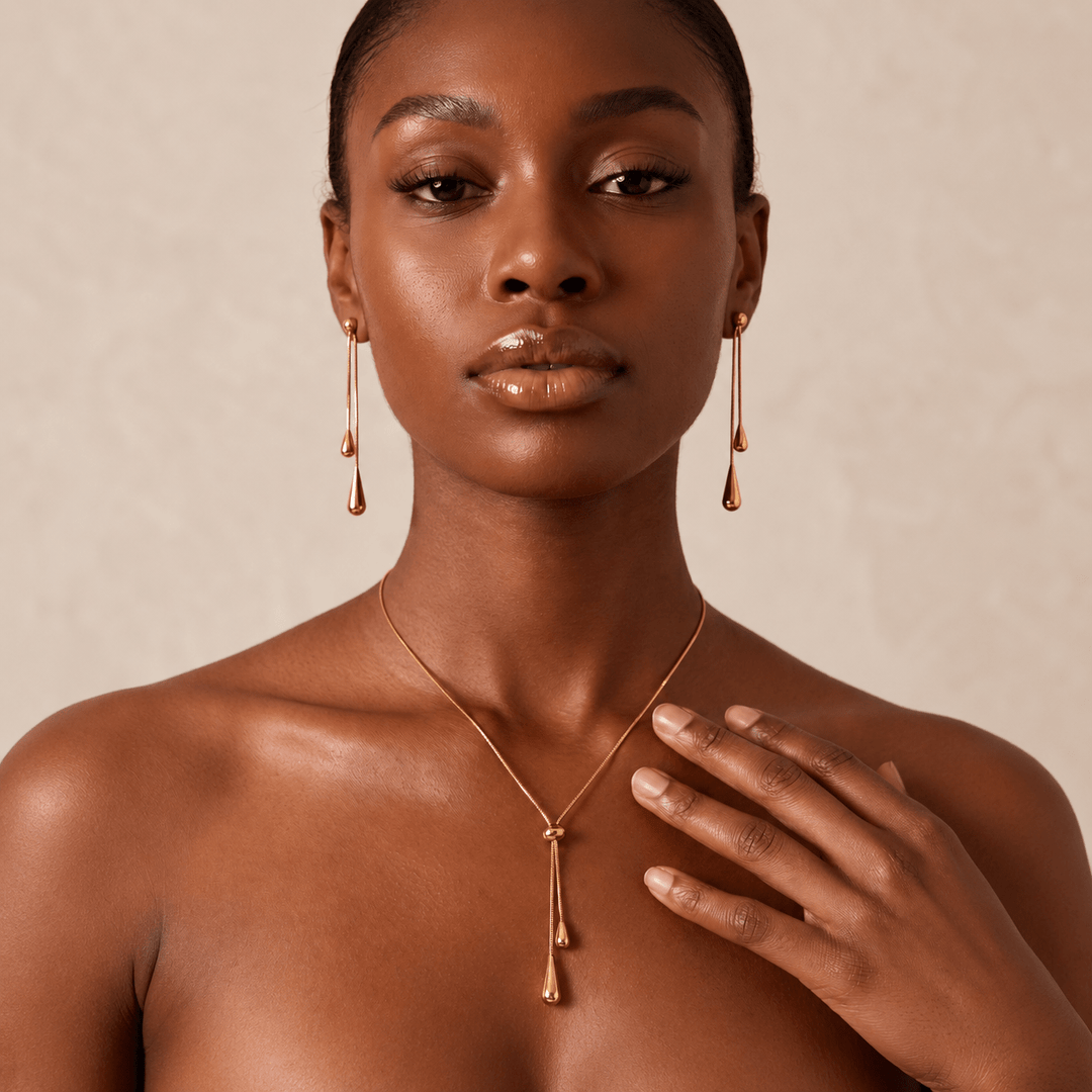 Water Drop Earring and Necklace Set - iceandgold