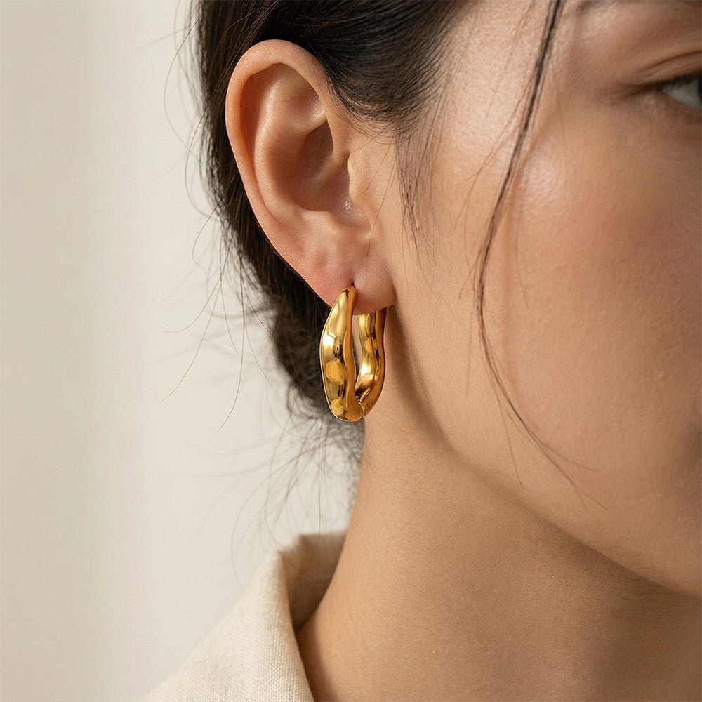 Wave Hoop Earrings - iceandgold