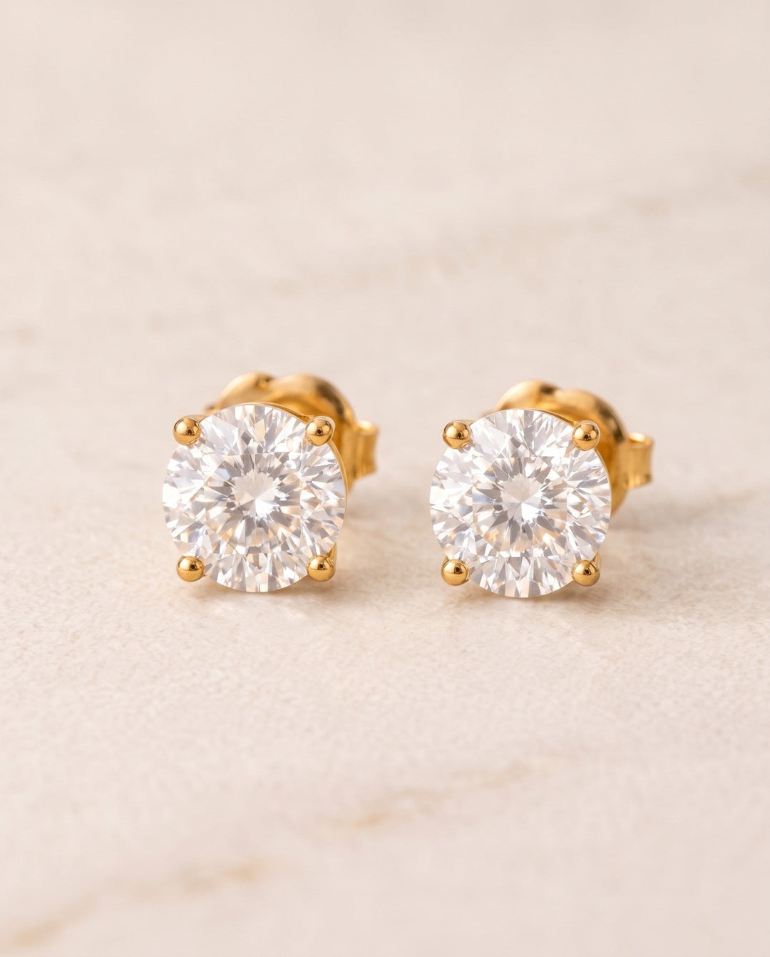 Women's Gold Stud Earrings- 6mm - iceandgold